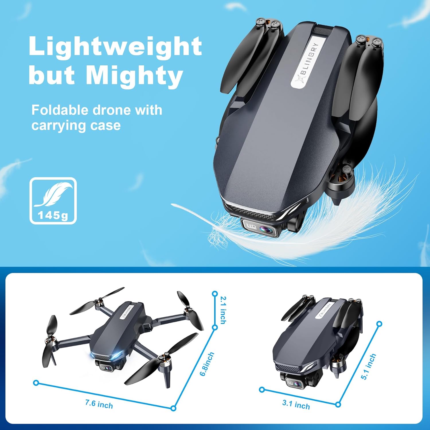 Dron con cámara, 2K FPV Drone con motor sin escobillas, retención de altitud, selfie gesto, despegue/aterrizaje con una tecla, giros 3D, vuelo de punto de referencia, 2 baterías, mini drones plegables