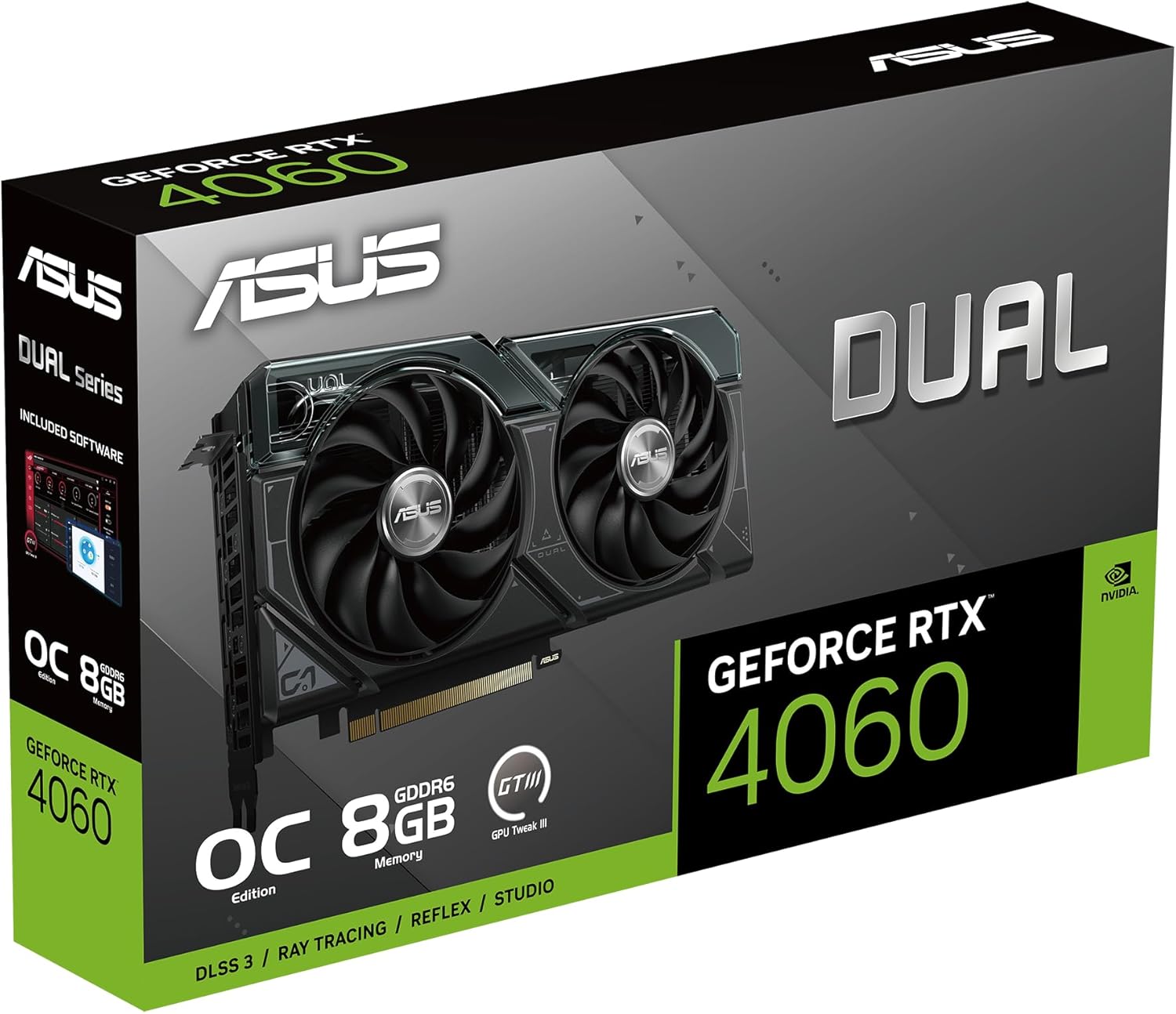 ASUS Dual NVIDIA GeForce RTX 3060 V2 OC Edition 12GB GDDR6 Gaming Graphics Card (PCIe 4.0, 12GB GDDR6 Memory, HDMI 2.1, DisplayPort 1.4a, 2-Slot, Axial-tech Fan Design, 0dB Technology)
