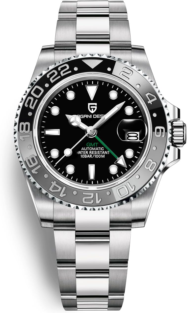 Men Watch Pagani Design GMT Watches for Men Automatic 40MM Date 100M Waterproof Stainless Steel Sapphire Glass Mechanical Wristwatches PD-1662