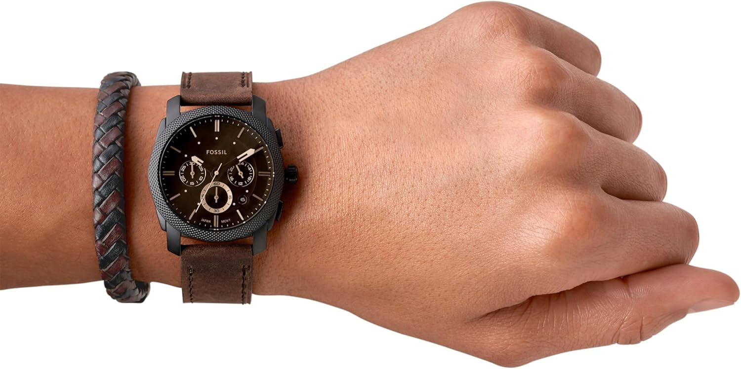 Fossil Machine Men's Watch with Stainless Steel or Leather Band, Chronograph or Analog Watch Display
