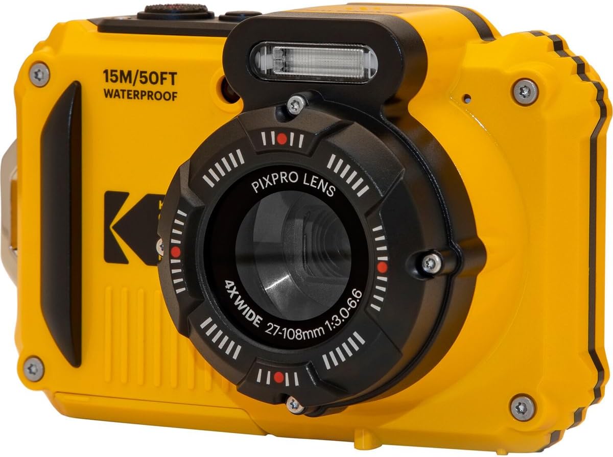 KODAK PIXPRO WPZ2 Rugged Waterproof Shockproof Dustproof WiFi Digital Camera 16MP 4X Optical Zoom 1080P Full HD Video Vlogging Camera 2.7 LCD (Yellow)