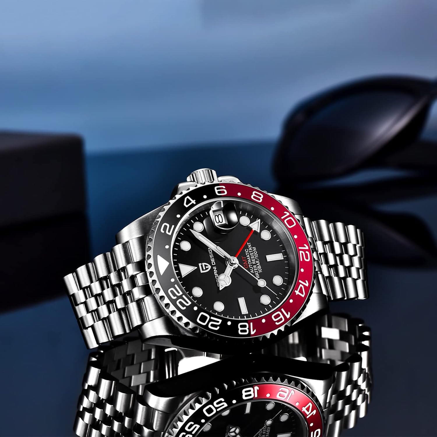 Men Watch Pagani Design GMT Watches for Men Automatic 40MM Date 100M Waterproof Stainless Steel Sapphire Glass Mechanical Wristwatches PD-1662