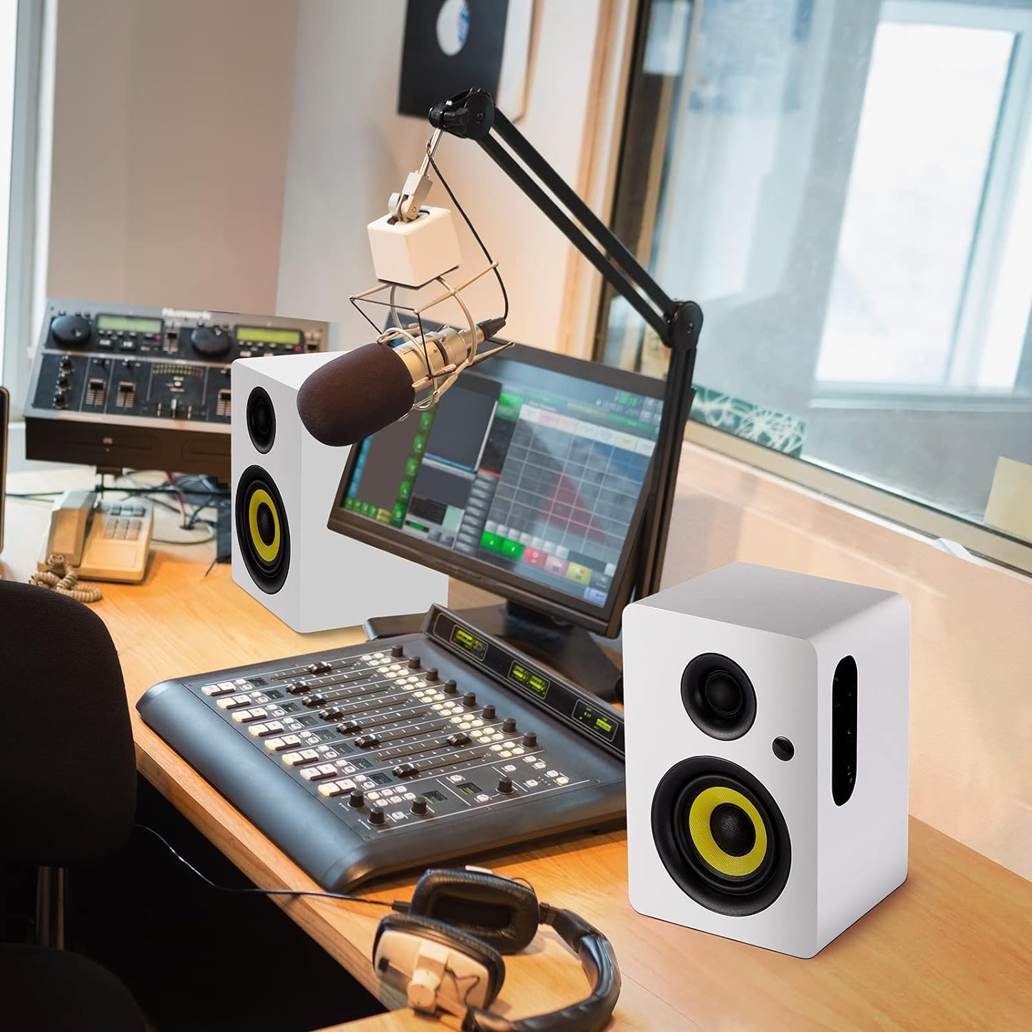 SW208 3 Active Bluetooth 5.0 Bookshelf Speakers – 60W Carbon Fiber Speaker Unit - Built-in 24bit DAC Dynamic 3D Surround Sound 2.0 Computer PC Monitor Gaming (Pair, White)