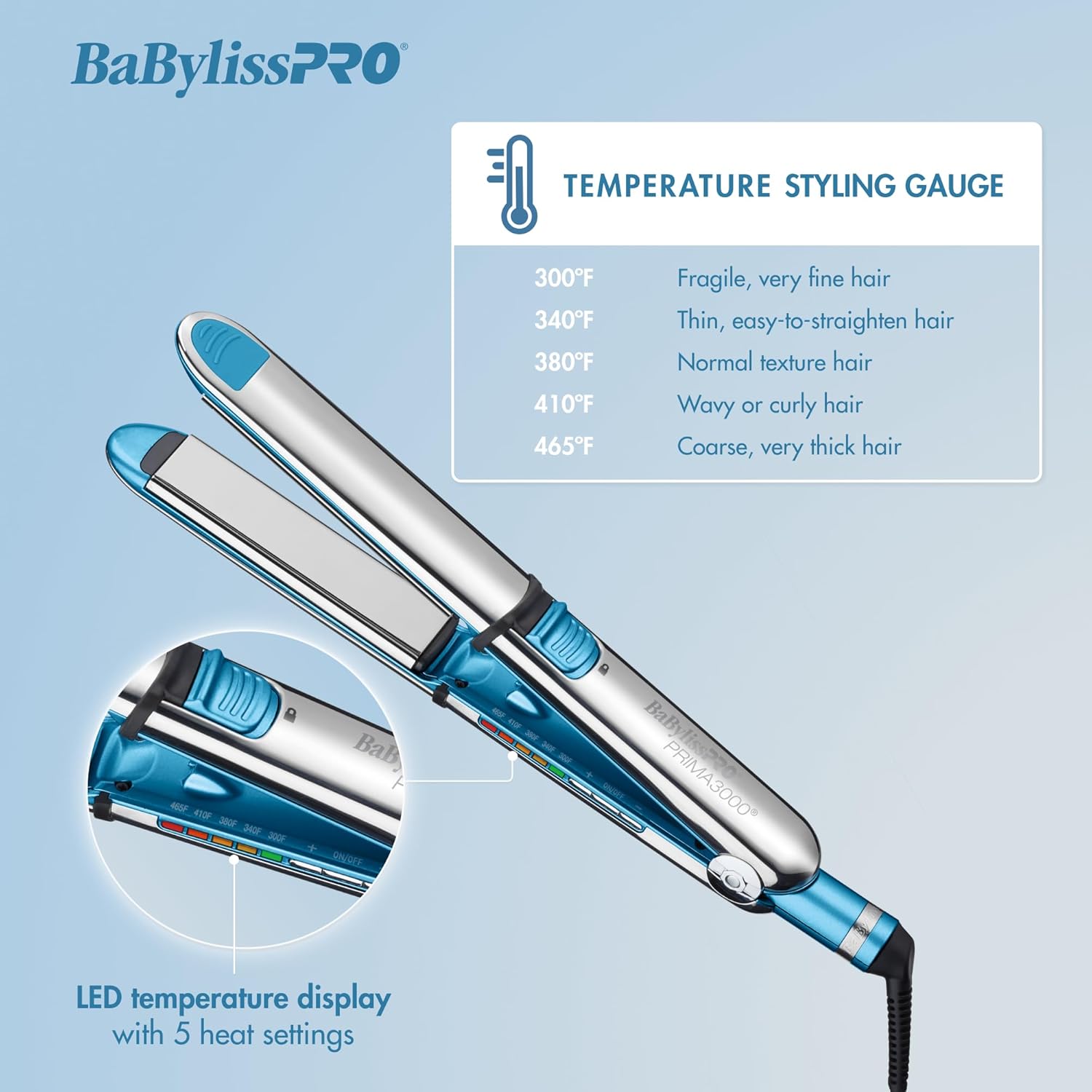 BaBylissPRO Nano Titanium Prima Ionic Hair Straightener, Curl and Straighten Hair With One Professional Tool