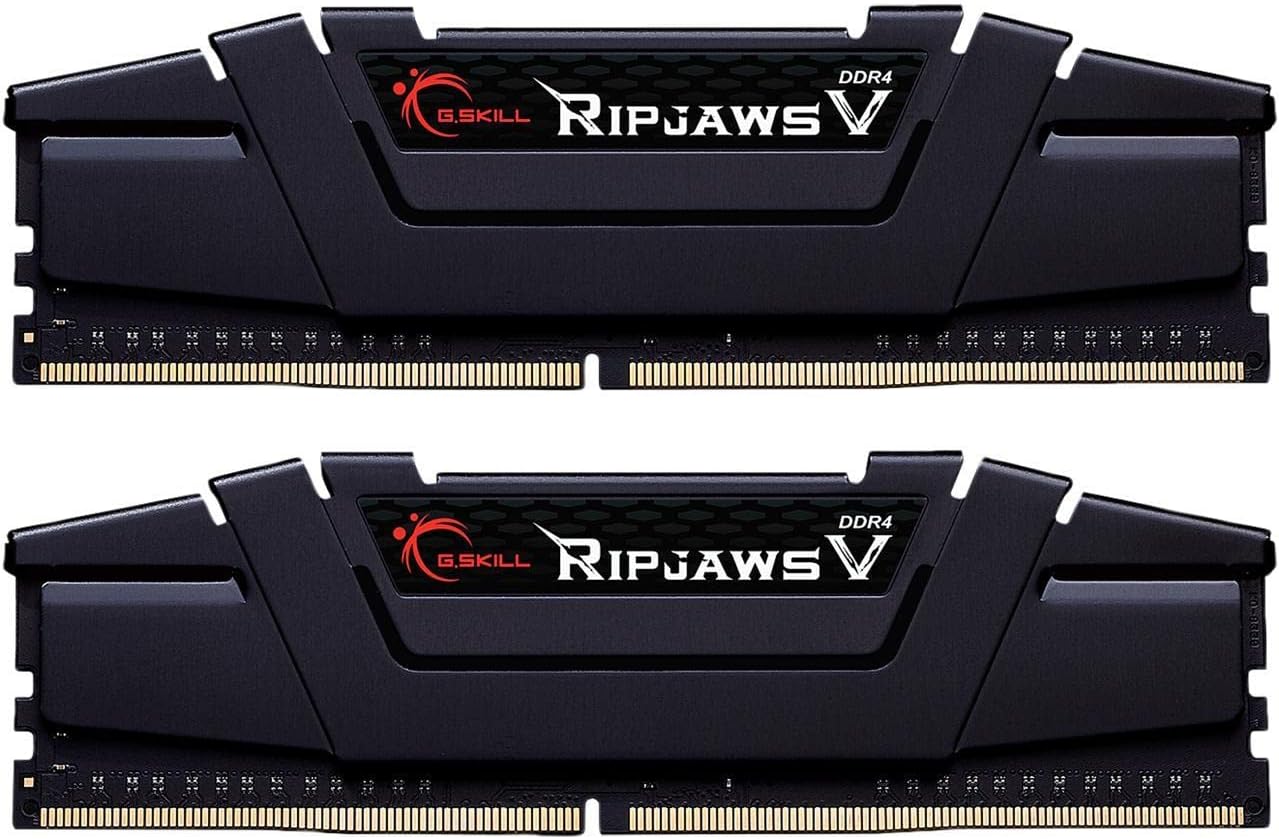 G.SKILL Ripjaws V Series (Intel XMP) DDR4 RAM 32GB (2x16GB) 3600MT/s CL18-22-22-42 1.35V Desktop Computer Memory UDIMM - Black (F4-3600C18D-32GVK)