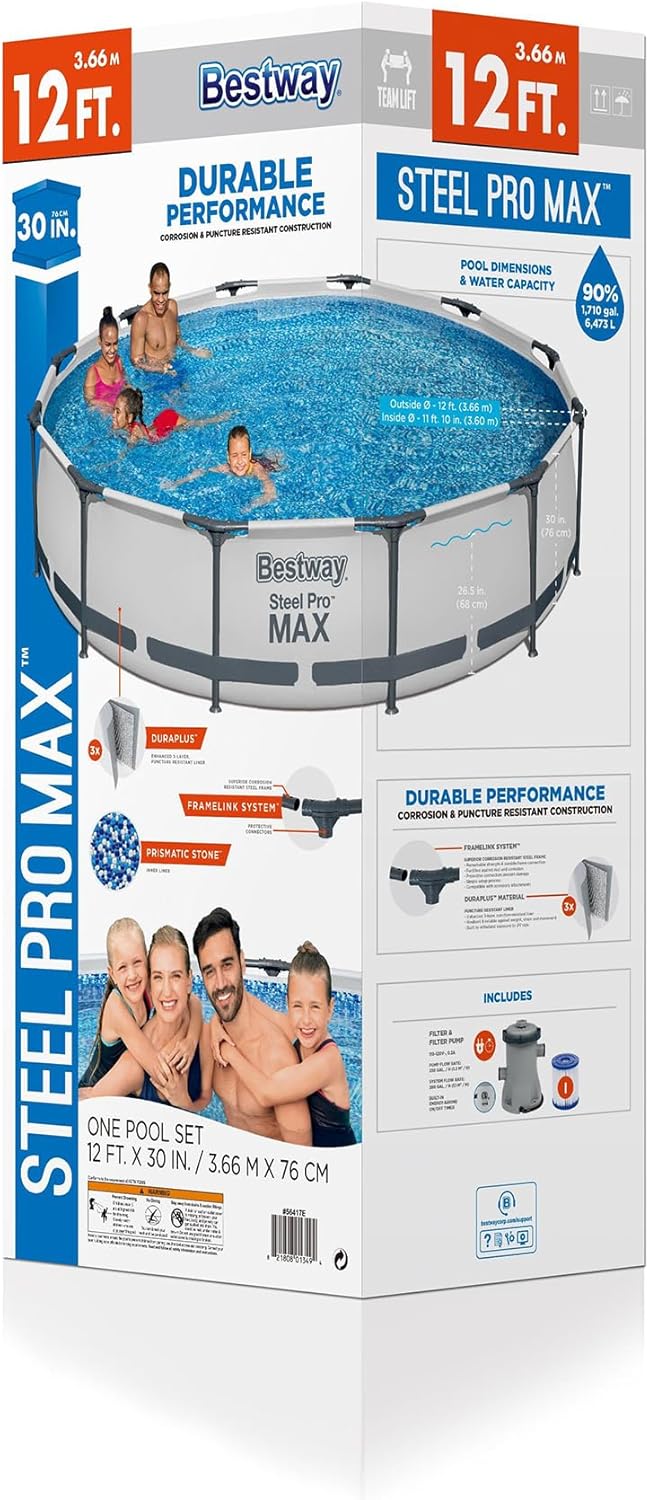 Bestway Steel Pro MAX 14' x 33 Round Above Ground Pool Set | Includes 530gal Filter Pump