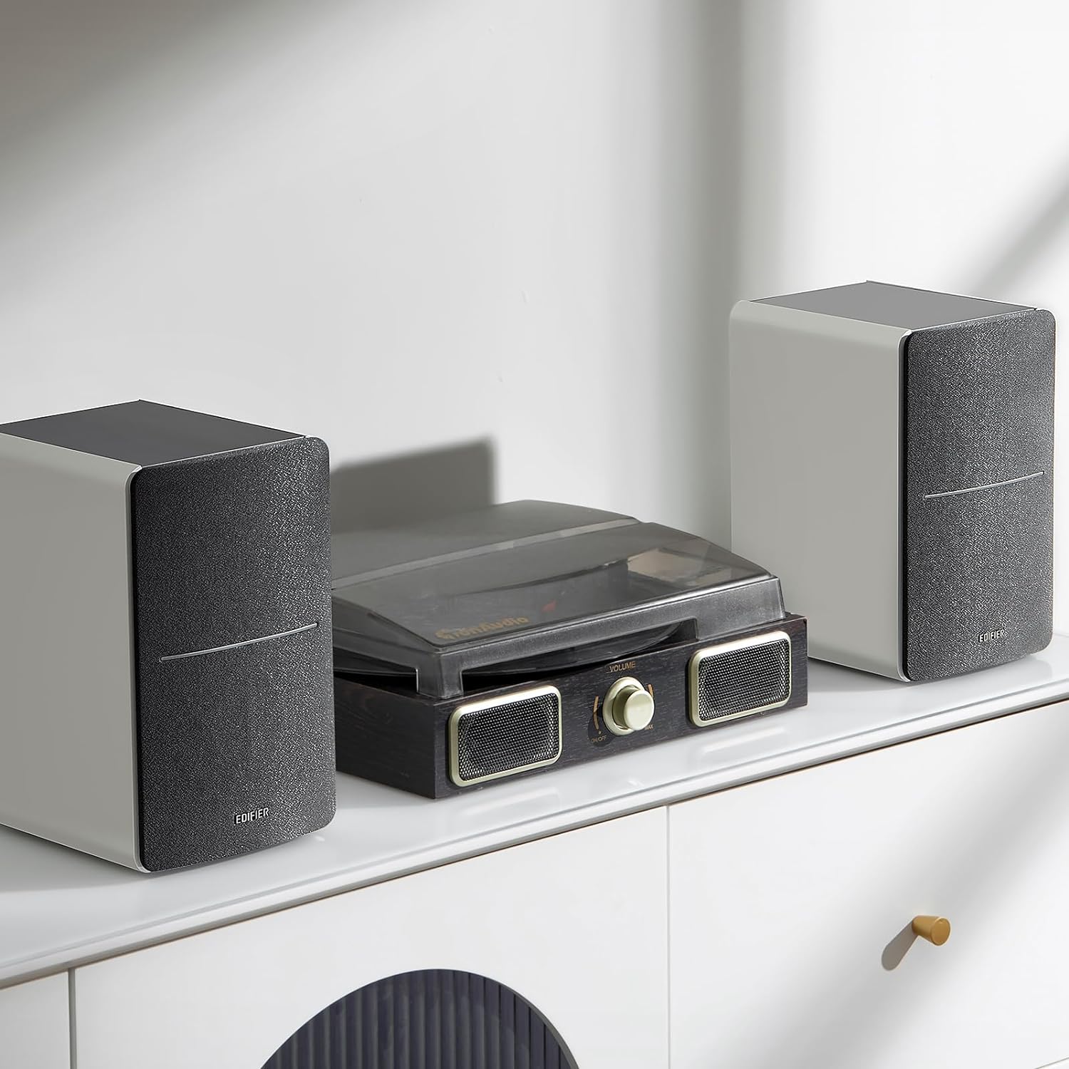 Edifier R1280DB Powered Bluetooth Bookshelf Speakers - Optical Input - Wireless Studio Monitors - 4 Inch Near Field Speaker - 42w RMS - Wood Grain