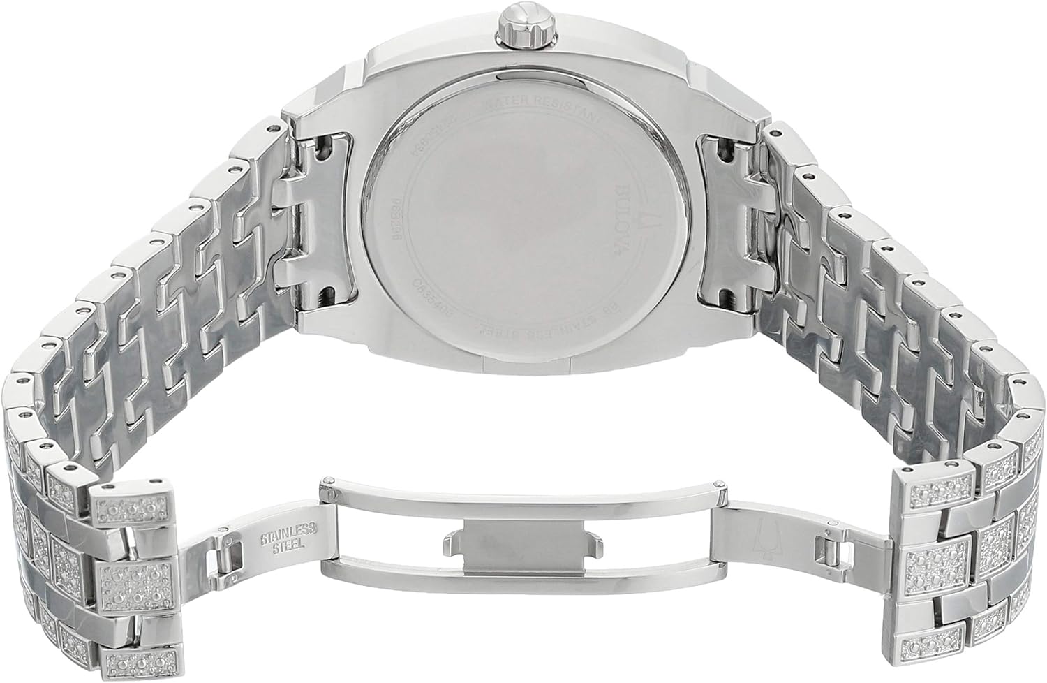 Bulova Men's Crystal Phantom 3-Hand Date Quartz Cushion Shaped Case Watch, Pave Crystal Dial, 40mm