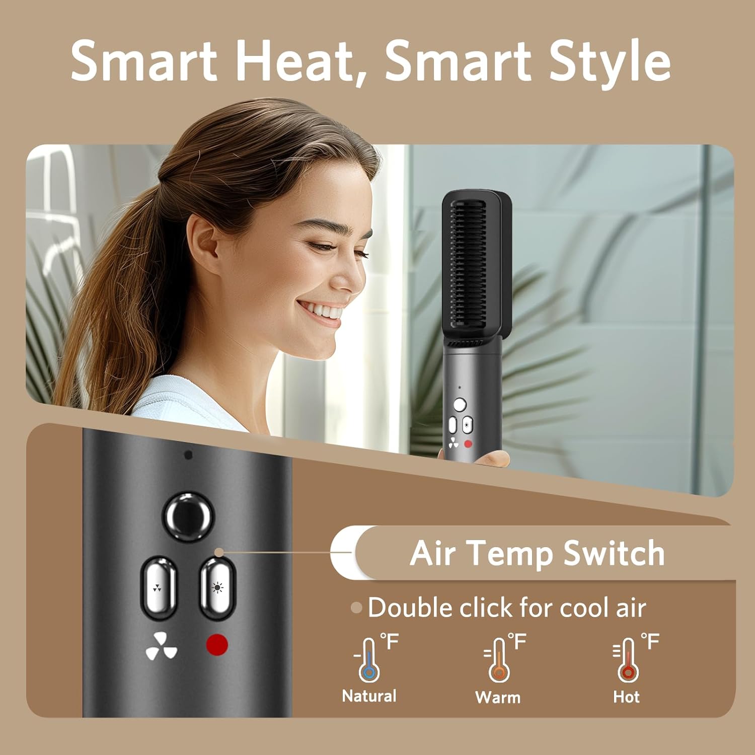 Hair Dryer Brush, Jolitoi 6 in 1 Blow Dryer Brush with 110,000 RPM High-Speed Negative Ionic, Automatic Curling Iron, Hot Air Styler for Fast Drying Curling Volumizing Straightening (Dark Grey)