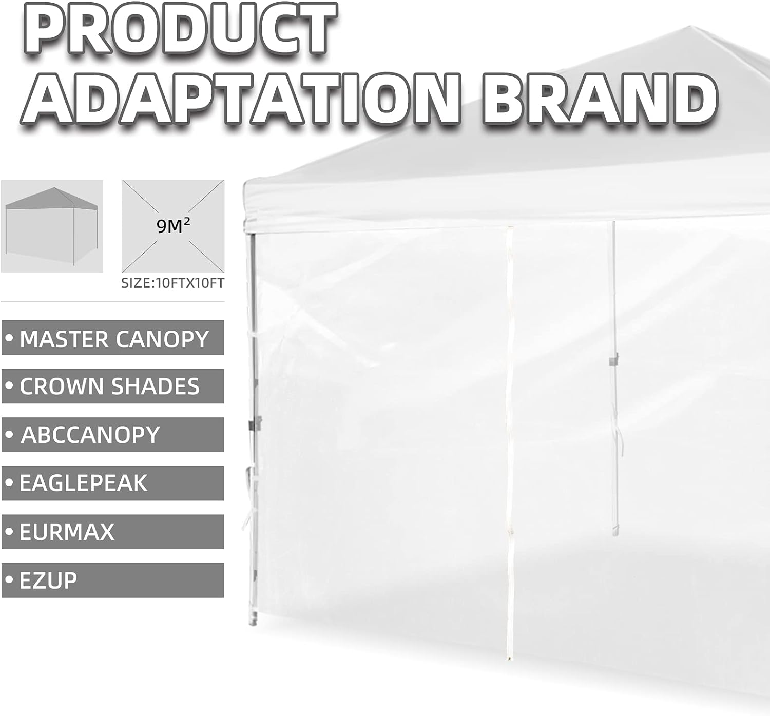 MordenApe Clear Sidewall, Transparent Canopy Walls, Canopy Side Wall for 10x10 Pop Up Canopy - Straight Leg, Outdoor Instant Canopies Sidewall,1 Pack (Navy)