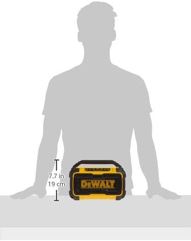 DEWALT 20V MAX Bluetooth Speaker, 100 ft Range, Durable for Jobsites, Phone Holder Included, Lasts 8-10 Hours with Single Charge (DCR010)
