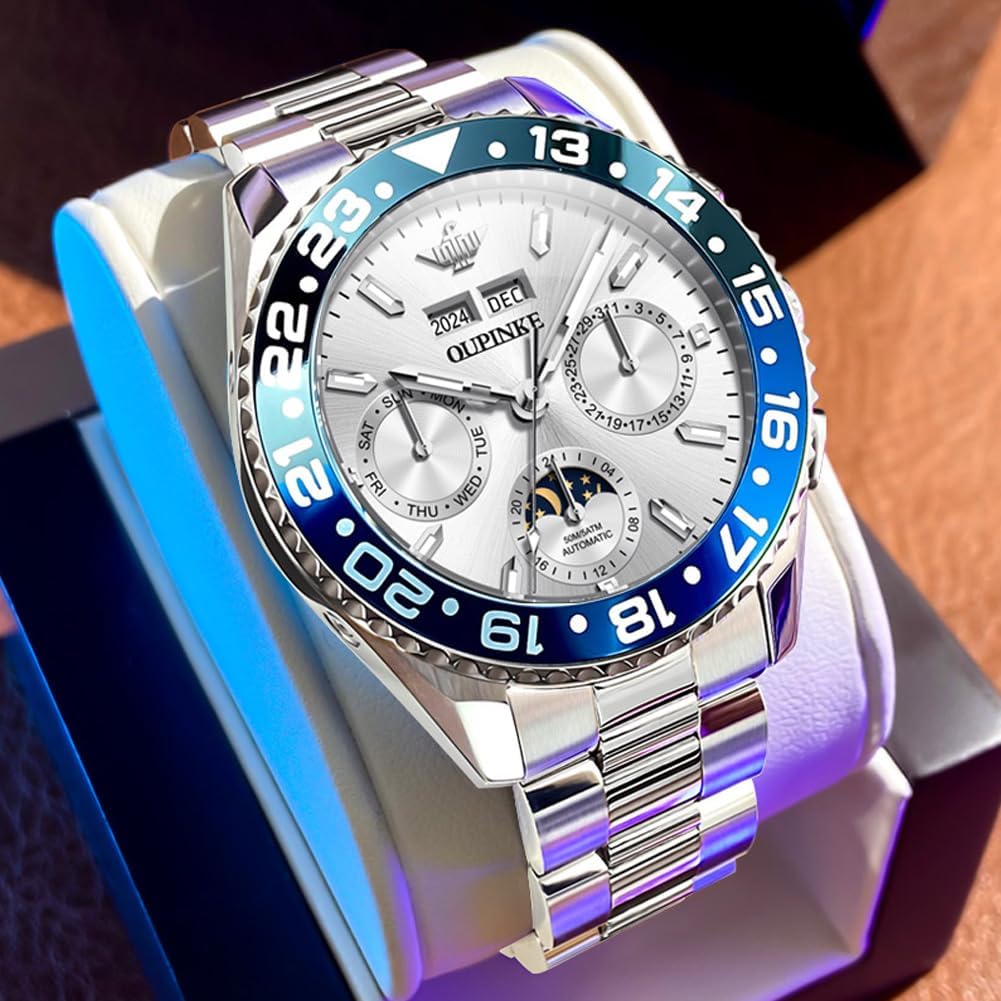 OUPINKE Men's Automatic Watch Self Winding Mechanical Luxury Wrist Watch Sapphire Crystal Tungsten Steel