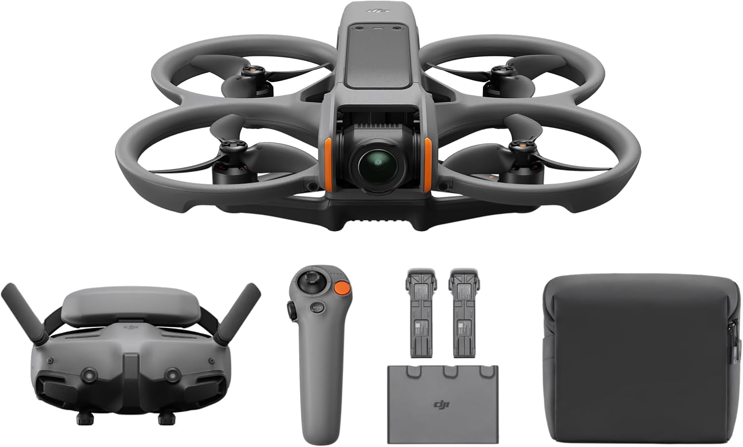 DJI Avata 2 Fly More Combo (1 batería), drones FPV con cámara para adultos 4K, experiencia inmersiva, protector de hélice integrado, fácil de volar/rodar, compatible con identificación remota FAA,