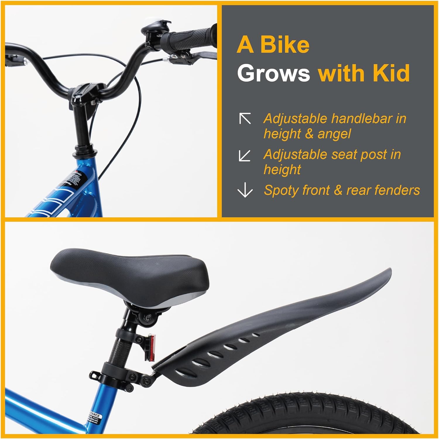 RoyalBaby Freestyle Kids Bike 12 14 16 18 20 Inch Bicycle, Training Wheels or Kickstand Available, for Boys Girls Ages 3+ Years, Multiple Colors