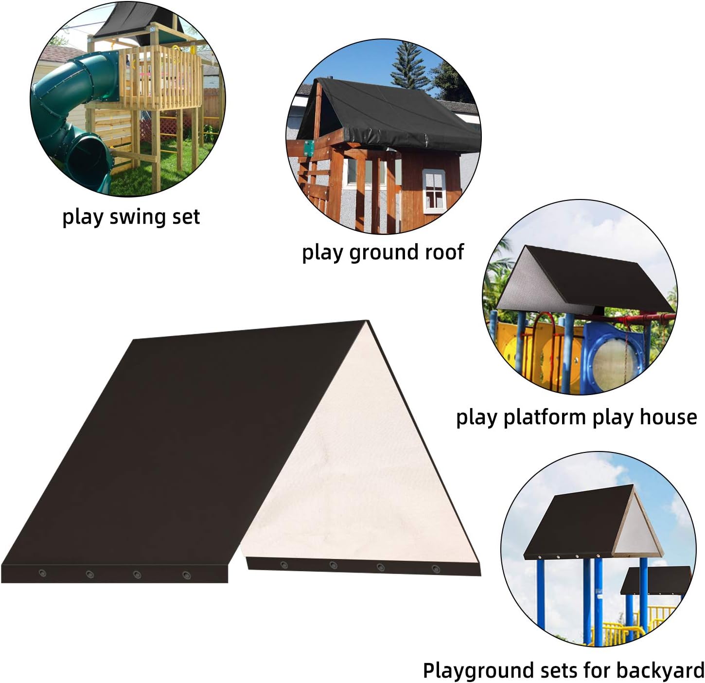 Heavy Duty Swing Set Canopy,Kids Playground Roof Canopy Cover,Wooden Swing Sets Cover For Backyard,Outdoor Replacement Sunshade Cover Black 52“ x 90” Inch,Playest Canopy Replacement 52“ x 90” Inch