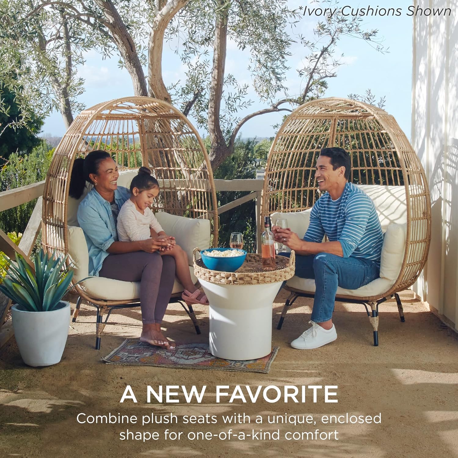 Best Choice Products Wicker Egg Chair, Oversized Indoor Outdoor Lounger for Patio, Backyard, Living Room w/ 4 Cushions, Steel Frame, 440lb Capacity - Gray/Heather Gray