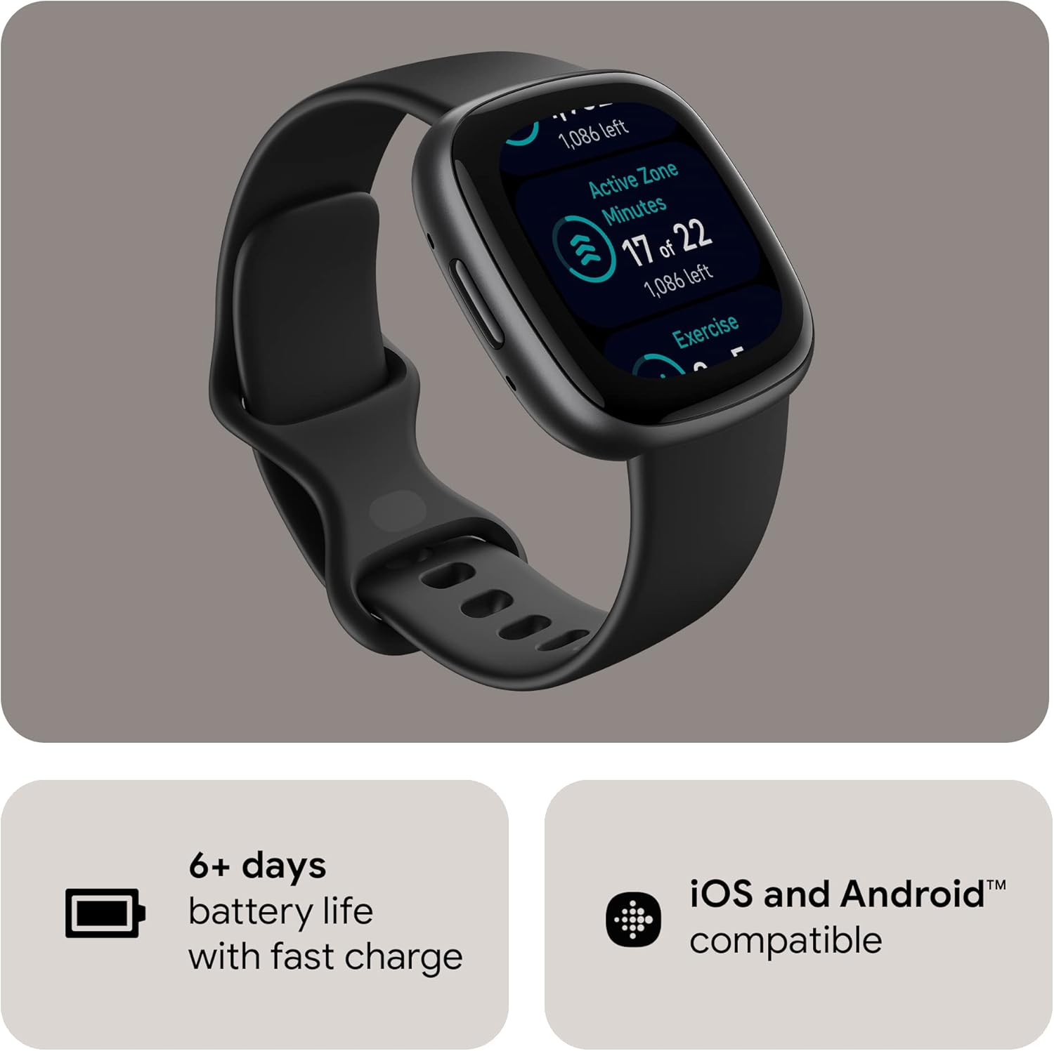Fitbit Versa 4 Fitness Smartwatch with Daily Readiness, GPS, 24/7 Heart Rate, 40+ Exercise Modes, Sleep Tracking and more, Waterfall Blue/Platinum, One Size (S & L Bands Included)