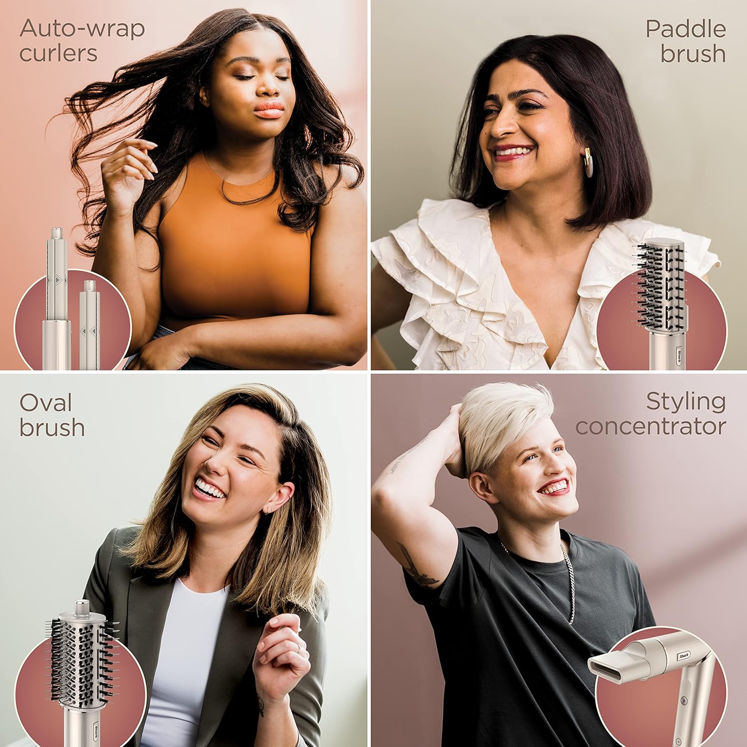 Shark FlexStyle Hair Dryer & Powerful Styling System with 6-Piece Hair Styling Tools, Paddle Brush, Curl-Defining Hair Diffuser, Auto-Wrap Curlers, Styling Concentrator, Oval Brush &, Black, HD440BK