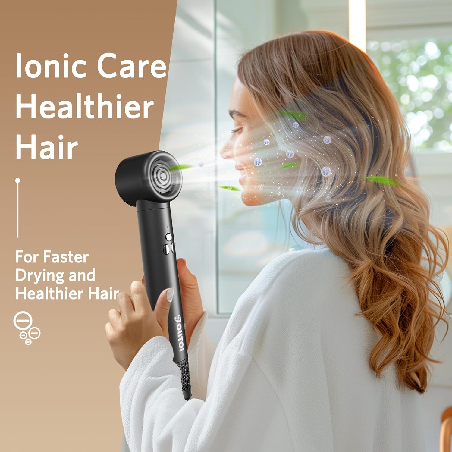 Hair Dryer Brush, Jolitoi 6 in 1 Blow Dryer Brush with 110,000 RPM High-Speed Negative Ionic, Automatic Curling Iron, Hot Air Styler for Fast Drying Curling Volumizing Straightening (Dark Grey)