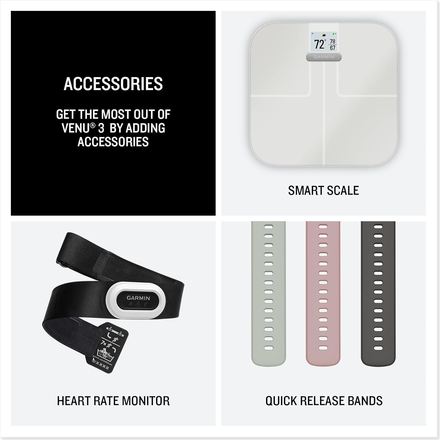 Garmin Venu 3 Slate Stainless Steel Bezel 1.4-Inch AMOLED Touchscreen Display Smart Watch with 45mm Black Case and Silicone Band