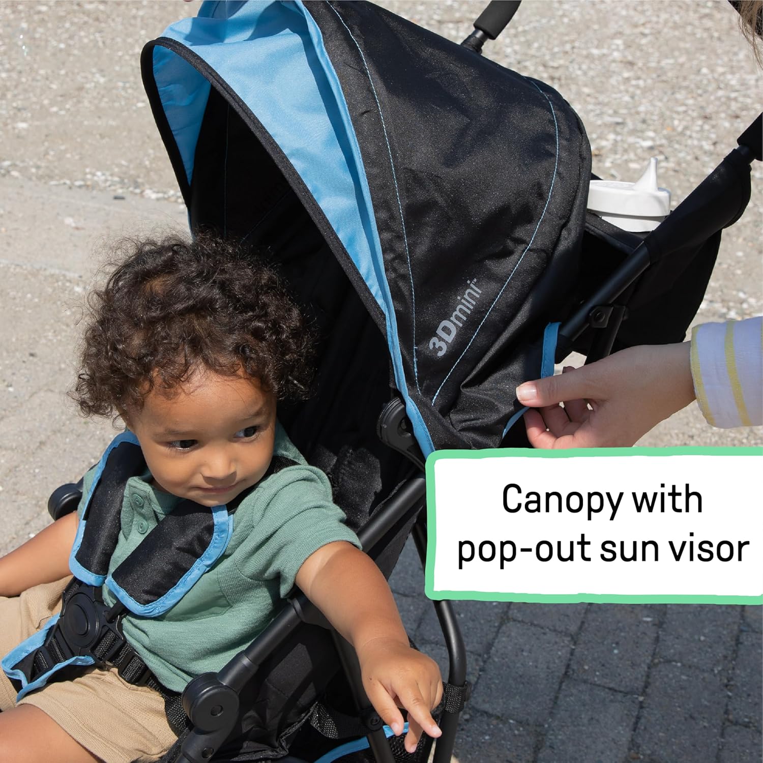 Summer by Ingenuity 3D Mini Convenience Stroller – Lightweight Stroller with Compact Fold, Multi-Position Recline, Canopy with Pop Out Sun Visor and More – Umbrella Stroller for Travel and More, Gray