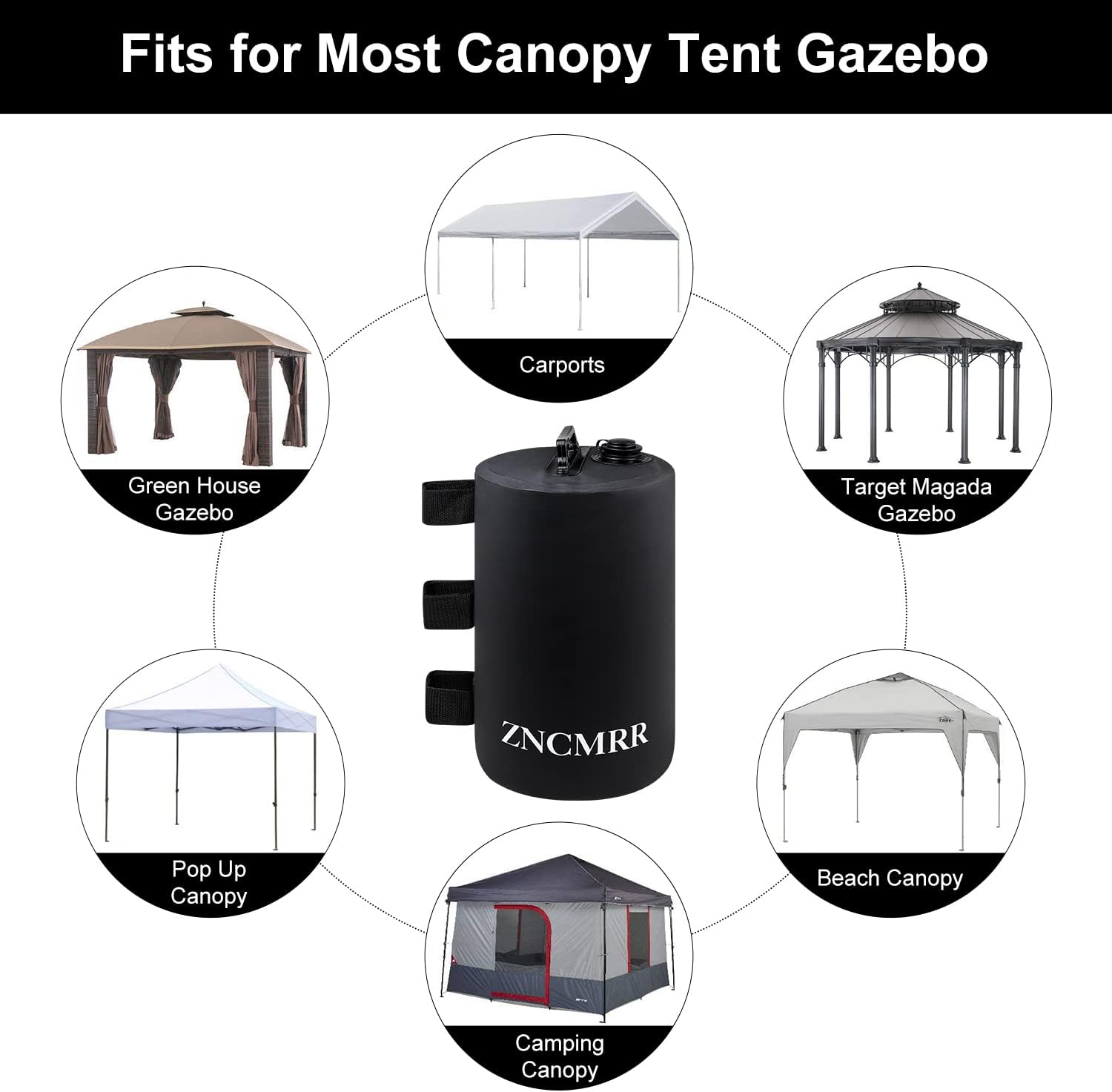 Canopy Water Weight Bag, 220LBS Water Tent Weights Set of 4 Leg Weights for Pop Up Canopy, Tent, Gazebo, Black