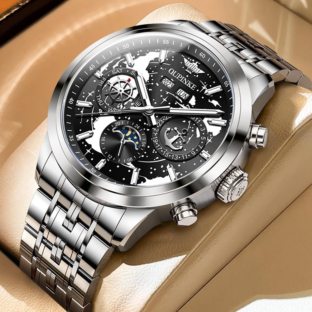 OUPINKE Men's Automatic Watch Self Winding Mechanical Luxury Wrist Watch Sapphire Crystal Tungsten Steel