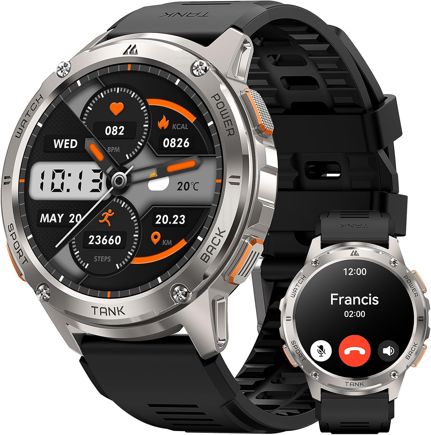 HIDAMEL Smart Watches for Men, 480mAh Extra-Large Battery, 50M Waterproof, Military Fitness Watch Full Metal Body, Answer/Make Call, AI Voice Compatible for Android & iOS