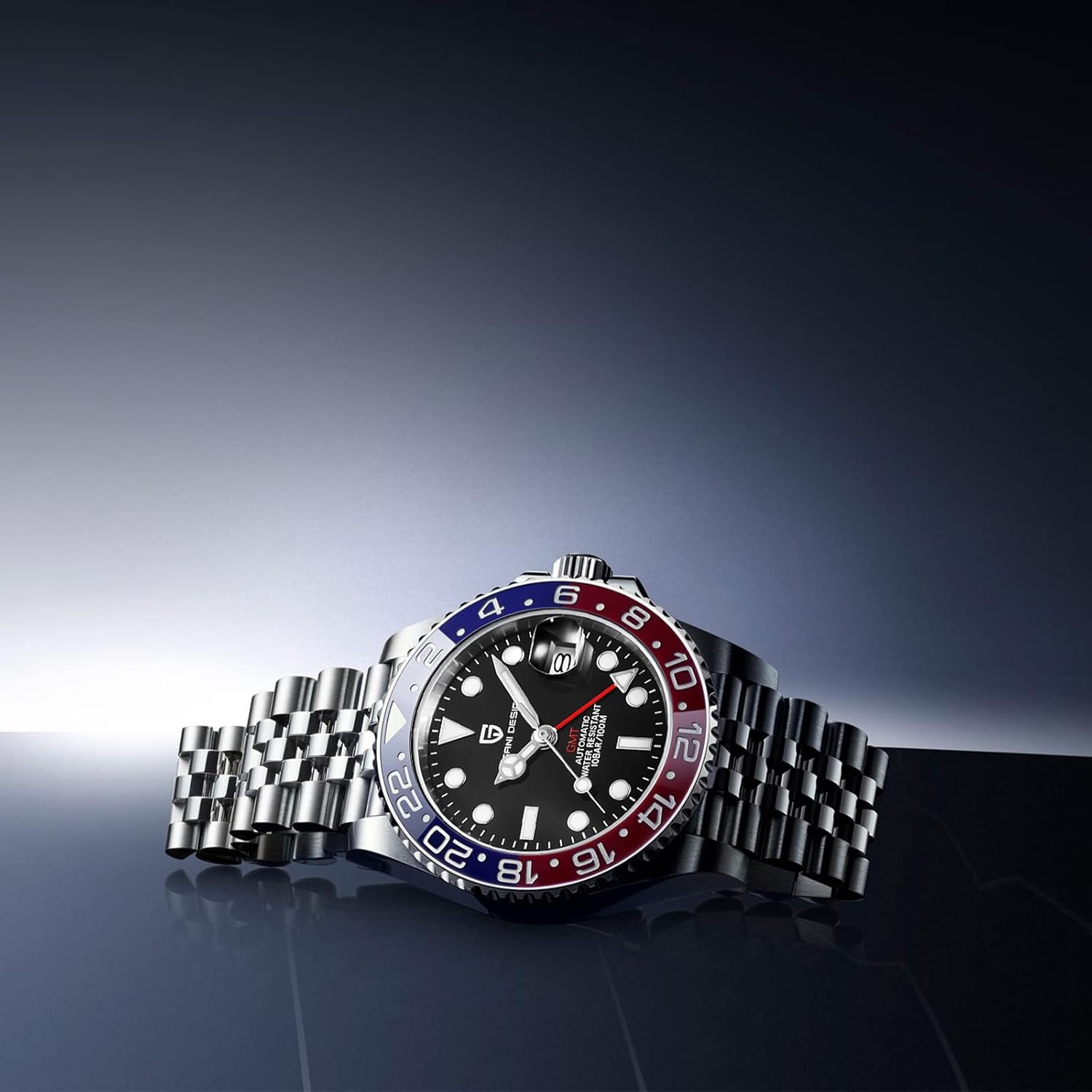 Men Watch Pagani Design GMT Watches for Men Automatic 40MM Date 100M Waterproof Stainless Steel Sapphire Glass Mechanical Wristwatches PD-1662