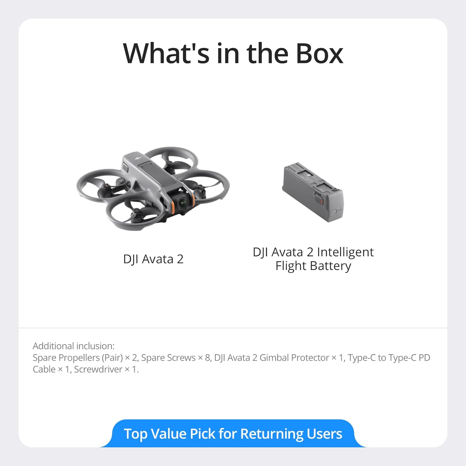 DJI Avata 2 Fly More Combo (1 batería), drones FPV con cámara para adultos 4K, experiencia inmersiva, protector de hélice integrado, fácil de volar/rodar, compatible con identificación remota FAA,