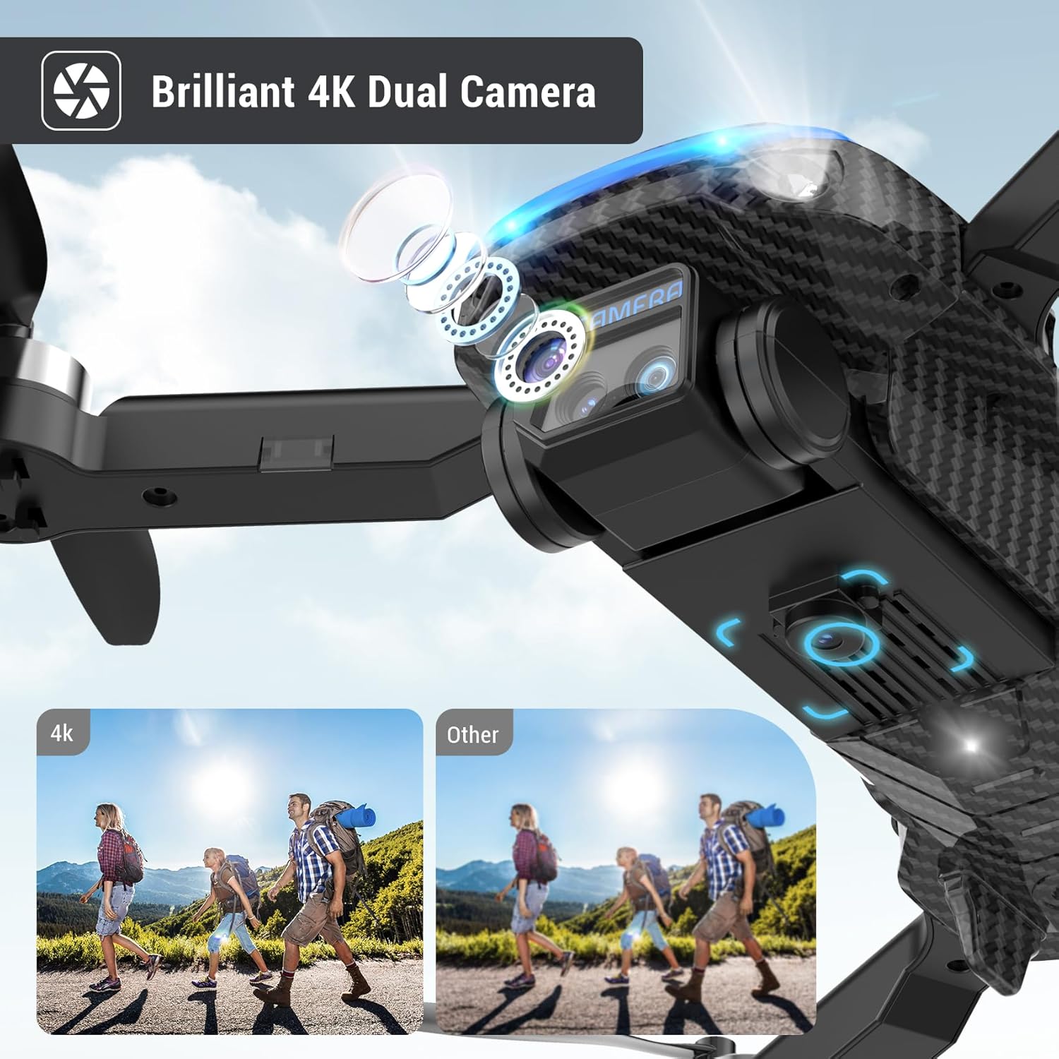 Drone 4K para nios principiantes, parada de emergencia, modo sin cabeza, funda de transporte, 360 vueltas, 2 baterías, juguetes inalámbricos para nios y nias