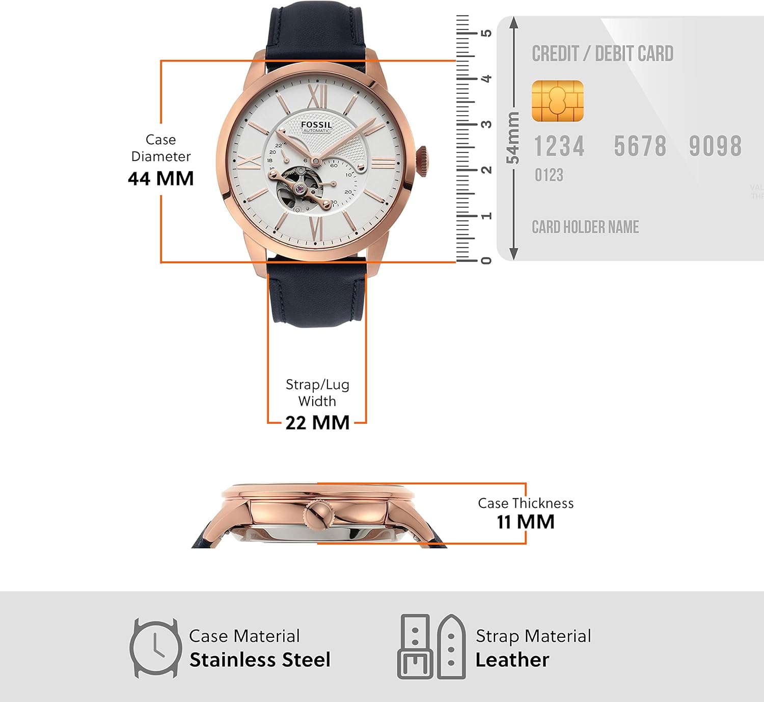 Fossil Townsman Men's Automatic Watch with Mechanical Movement and Skeleton Dial