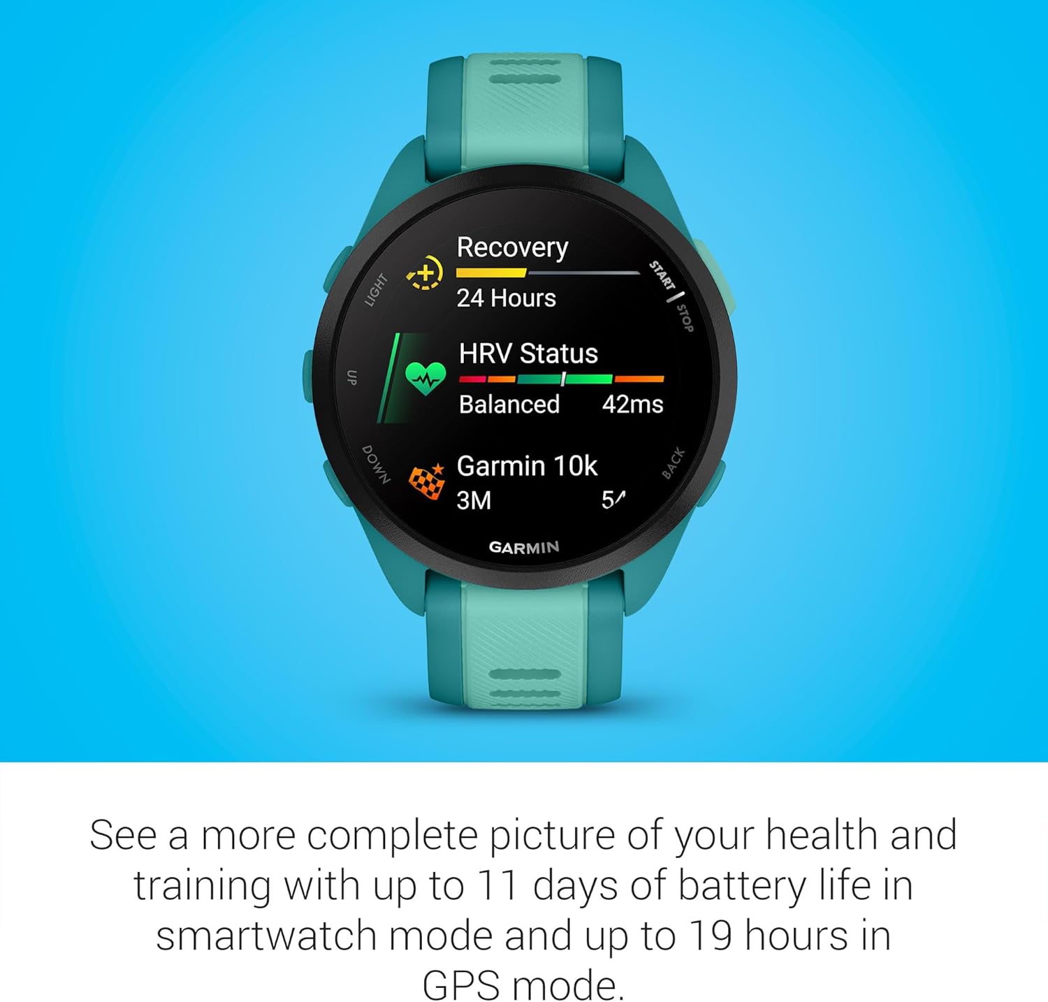 Garmin Forerunner 165, Running Smartwatch, Colorful AMOLED Display, Training Metrics and Recovery Insights, Black