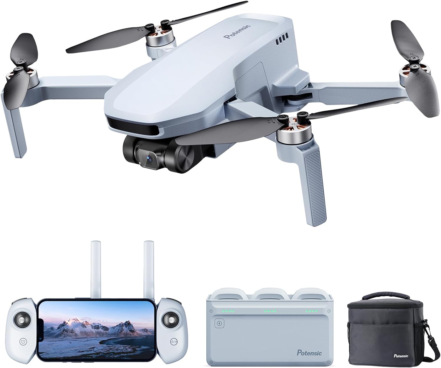 Potensic ATOM SE - Drone GPS con cámara EIS 4K, menos de 8.78 oz, vuelo de 93 minutos, transmisión FPV de 4 KM, motor sin escobillas, velocidad máxima 52.5 ft/s, hub de carga paralela rápida de 60 W,