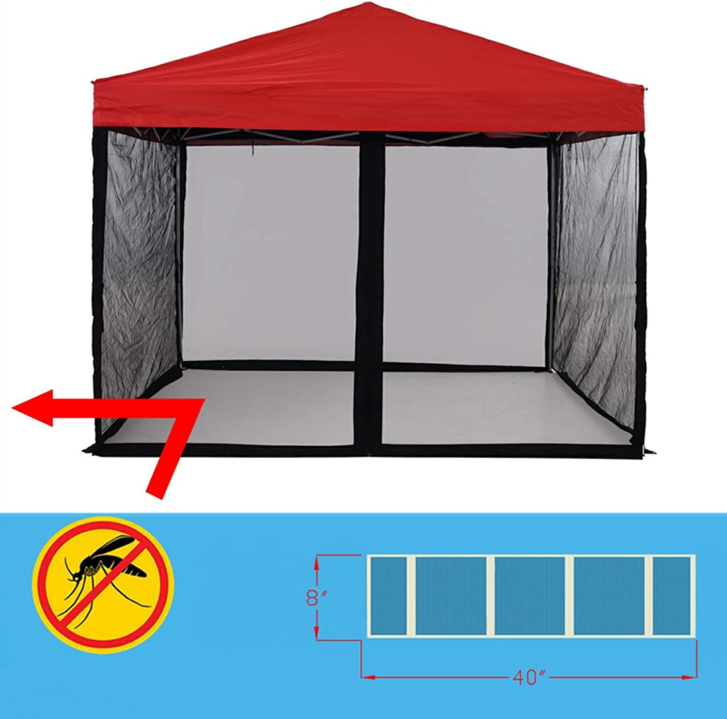 Mosquito Net with Zipper for Outdoor Camping Mosquito Net DIY Canopy Screen Wall Outdoor Mosquito Net for 10 x 10 Patio Gazebo and Tent