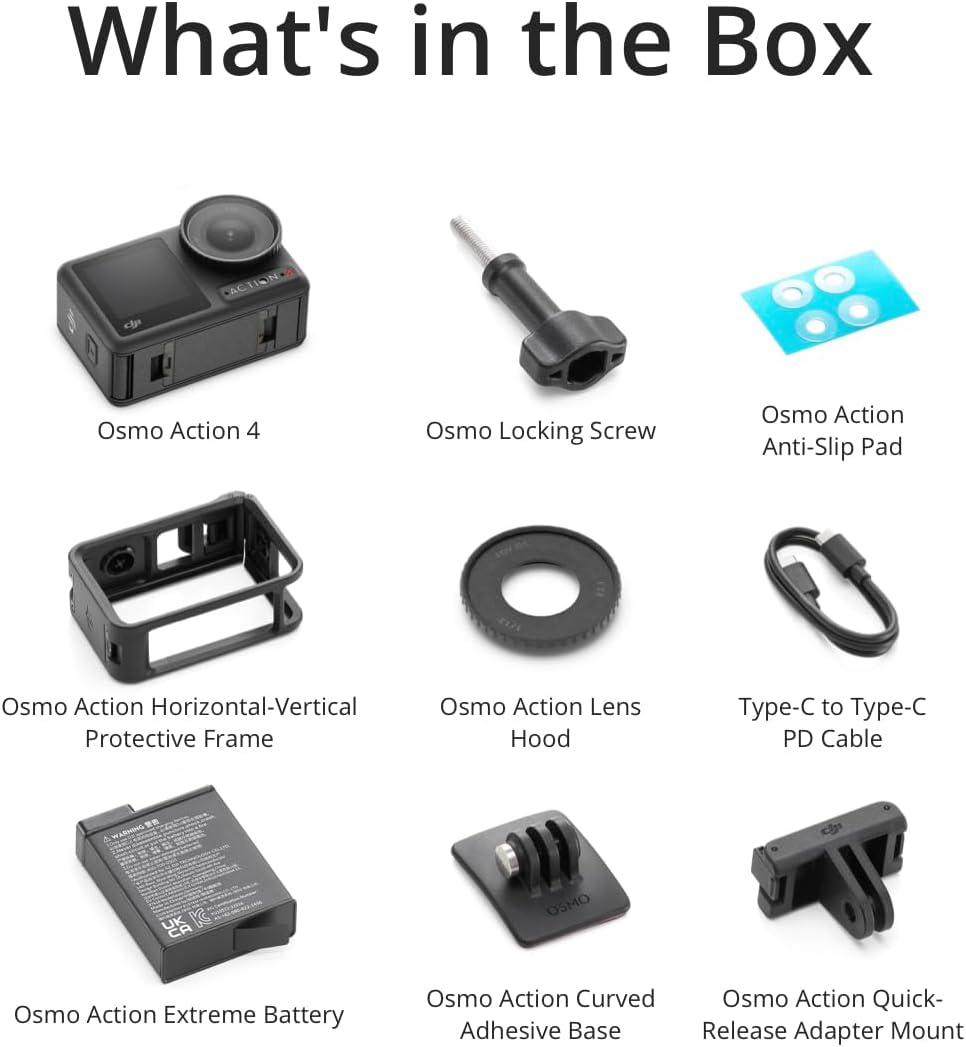DJI Osmo Action 4 Standard Combo, Waterproof Action Camera 4K with 1/1.3 Sensor, Low-Light Imaging, Long-Lasting 160 Mins, Stabilization, Dual Touchscreens, Vlogging Camera for Travel, Sports