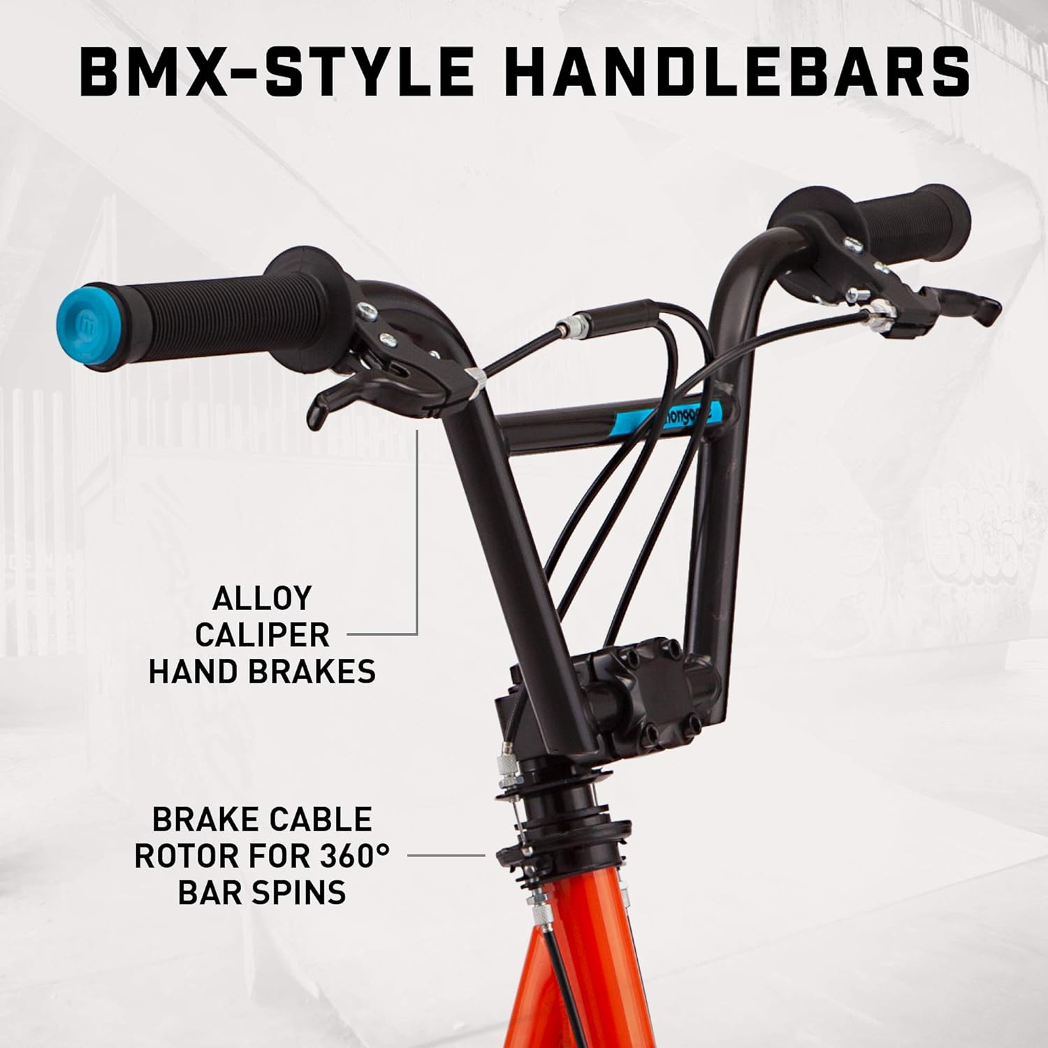 Mongoose Trace Air Non-Electric Scooter for Youth Boys Girls Age 8+ Year Old, Max Weight of 220 lbs., 12-Inch Air Tires, Non-Folding Design, Adjustable Height Stem, BMX-Style Handlebar, Wide Foot Deck