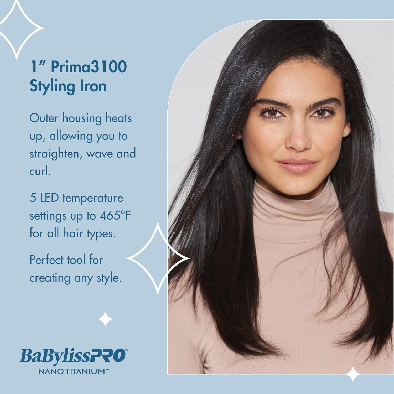 BaBylissPRO Nano Titanium Prima Ionic Hair Straightener, Curl and Straighten Hair With One Professional Tool