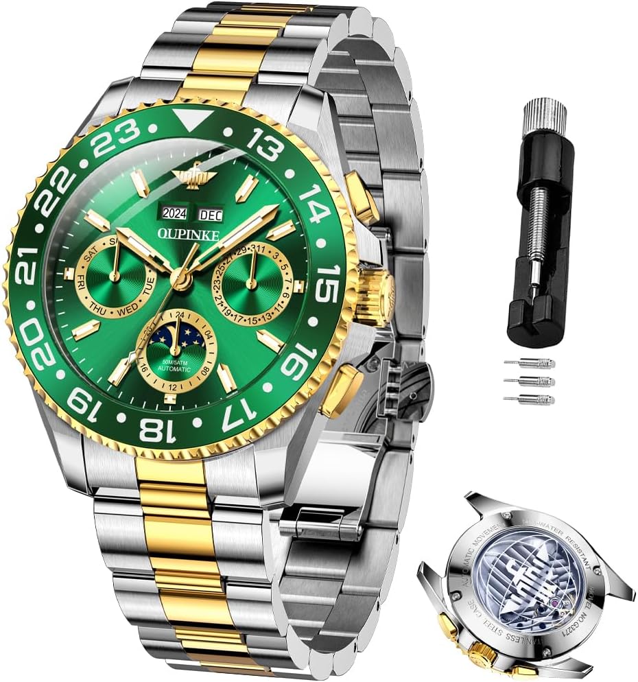 OUPINKE Men's Automatic Watch Self Winding Mechanical Luxury Wrist Watch Sapphire Crystal Tungsten Steel