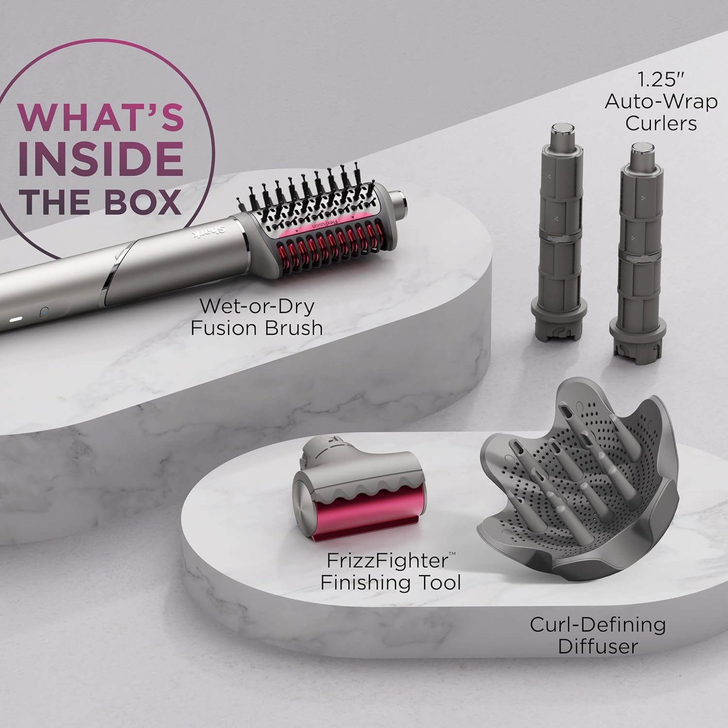 Shark FlexStyle Hair Dryer & Powerful Styling System with 6-Piece Hair Styling Tools, Paddle Brush, Curl-Defining Hair Diffuser, Auto-Wrap Curlers, Styling Concentrator, Oval Brush &, Black, HD440BK