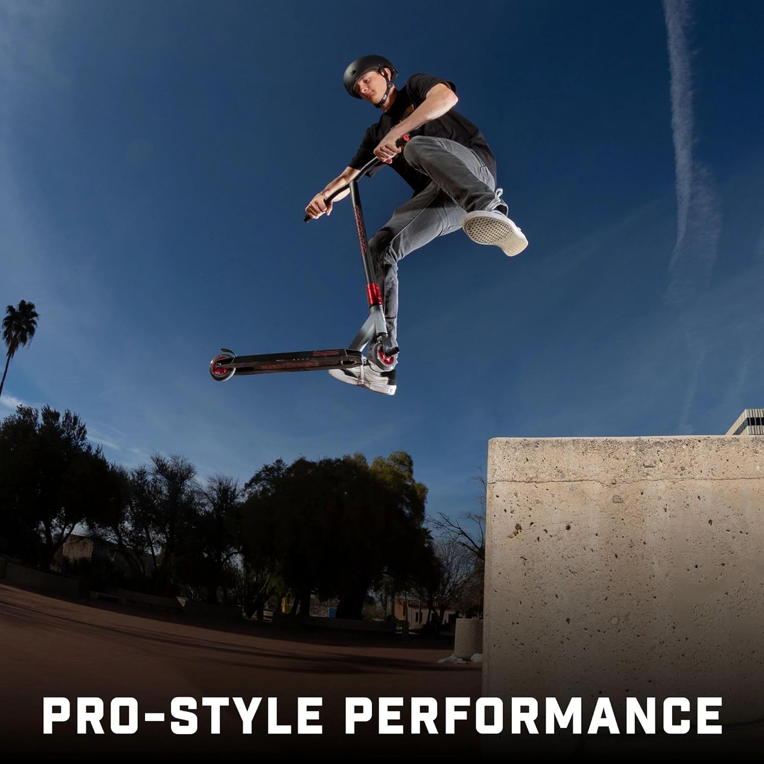 Mongoose Rise Freestyle Stunt Trick Scooter, For Kids Youth Adult Men Women Ages 8 Up, Lightweight Alloy Deck & Heavy-Duty Frame Up to 220 lbs., Bike-Style Grip, T-Bar Handlebar and High Impact Wheels