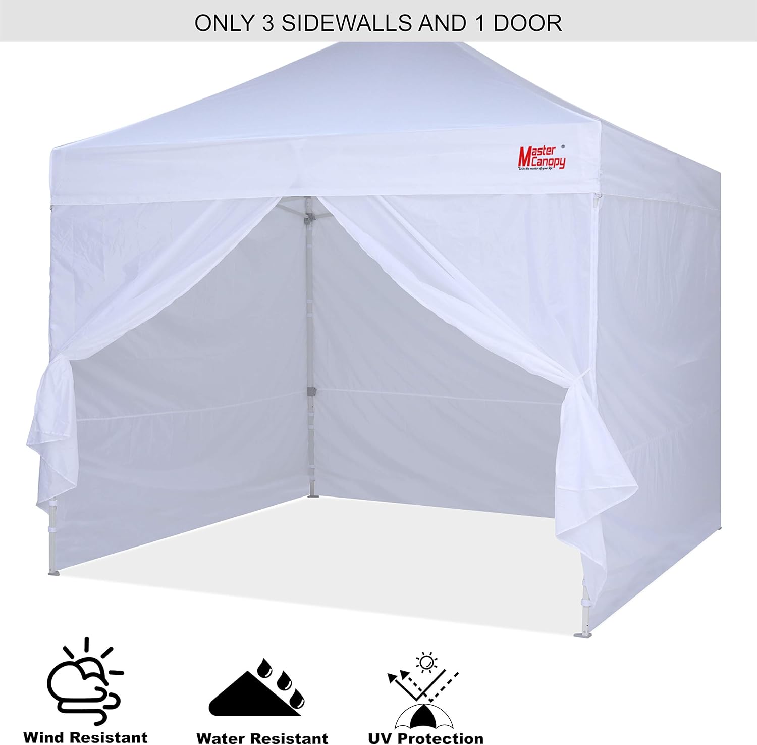 MASTERCANOPY Pop-up Canopy Sidewall Kit, 3 Sidewalls & 1 Doorwall Only Excluding top and Frame (10x10,Black)