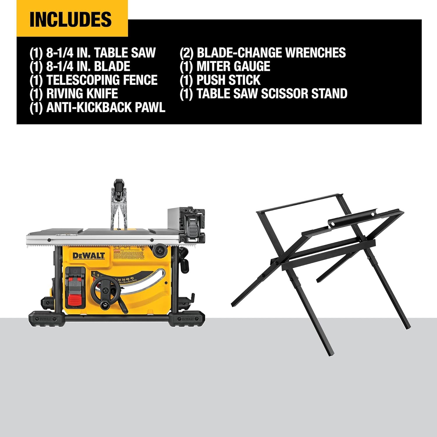 DEWALT Table Saw for Jobsites, 8-1/4 Inch, 15 Amp (DWE7485)