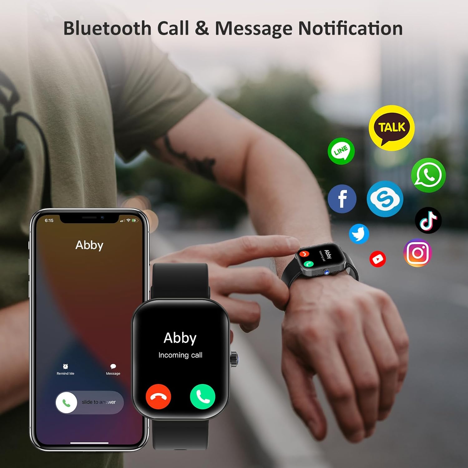 AMAZTIM Smart Watch, 60 Days Extra-Long Battery, 50M Waterproof, Rugged Military Bluetooth Call(Answer/Dial Calls), 1.85 Ultra Large HD Display, AI Voice Assistant, Compatible for Android and iOS