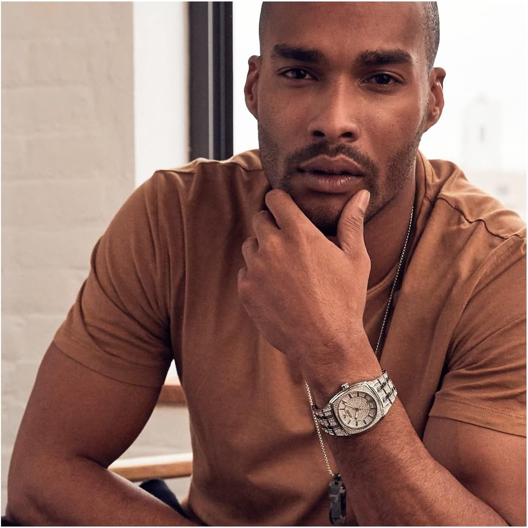 Bulova Men's Crystal Phantom 3-Hand Date Quartz Cushion Shaped Case Watch, Pave Crystal Dial, 40mm