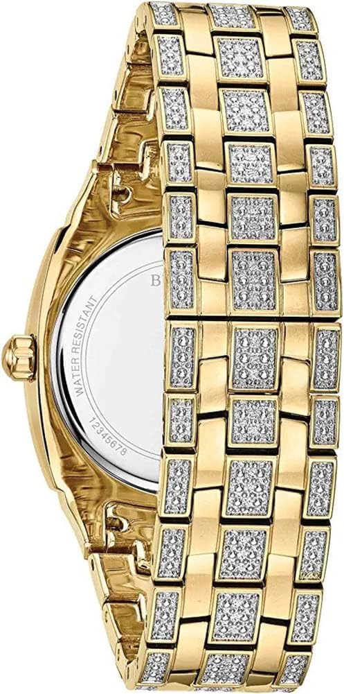 Bulova Men's Crystal Phantom 3-Hand Date Quartz Cushion Shaped Case Watch, Pave Crystal Dial, 40mm