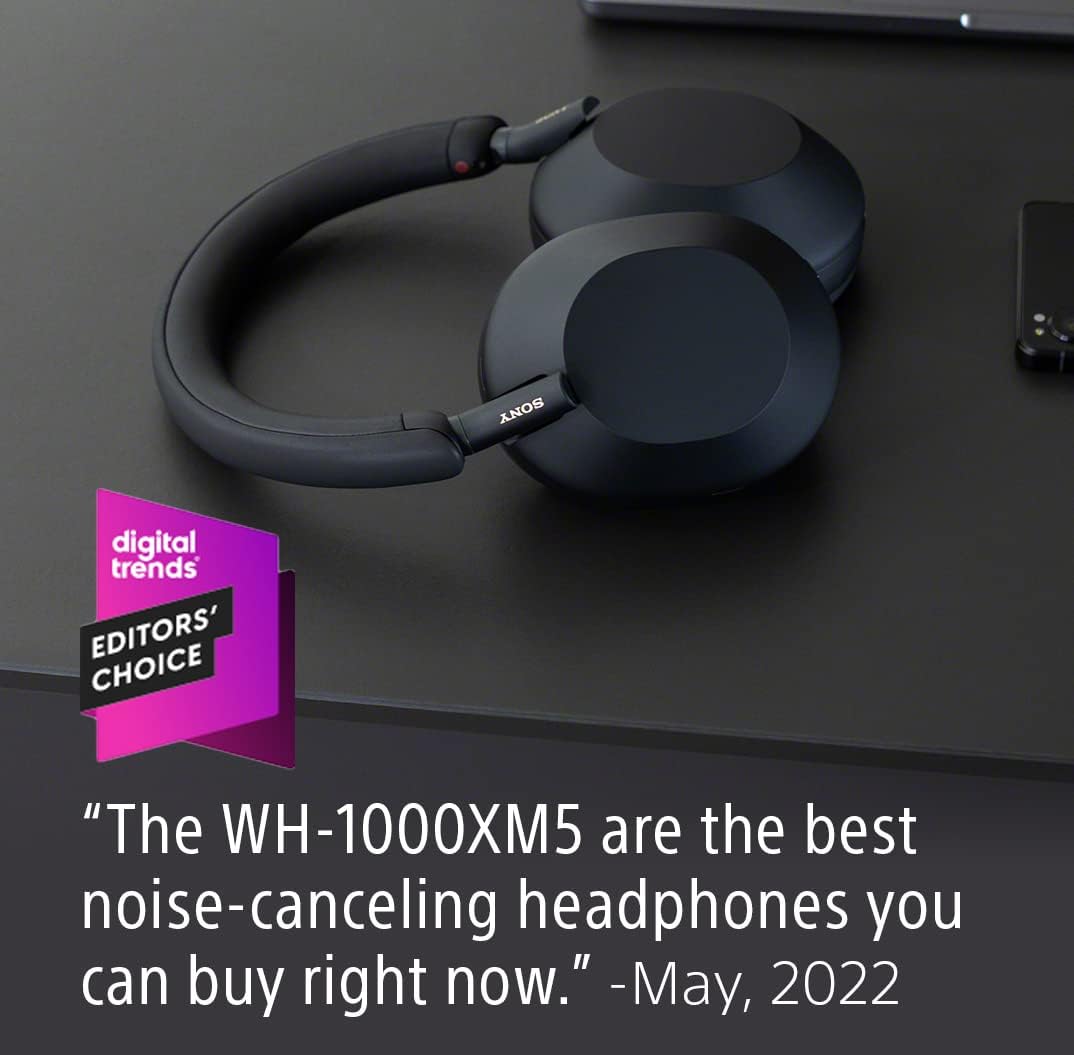 Sony WH-1000XM5 The Best Wireless Noise Canceling Headphones, Made Of Soft Fit Synthetic Leather, Integrated Processor V1, With 4 Beamforming Microphones, Up To 30-Hour Battery Life, Silver