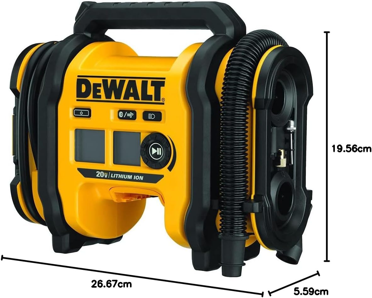 DEWALT 20V MAX Tire Inflator, Compact and Portable, Automatic Shut Off, LED Light, Bare Tool Only (DCC020IB)