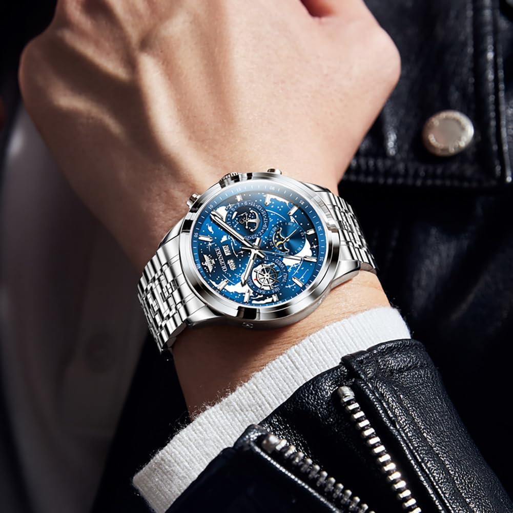 OUPINKE Men's Automatic Watch Self Winding Mechanical Luxury Wrist Watch Sapphire Crystal Tungsten Steel
