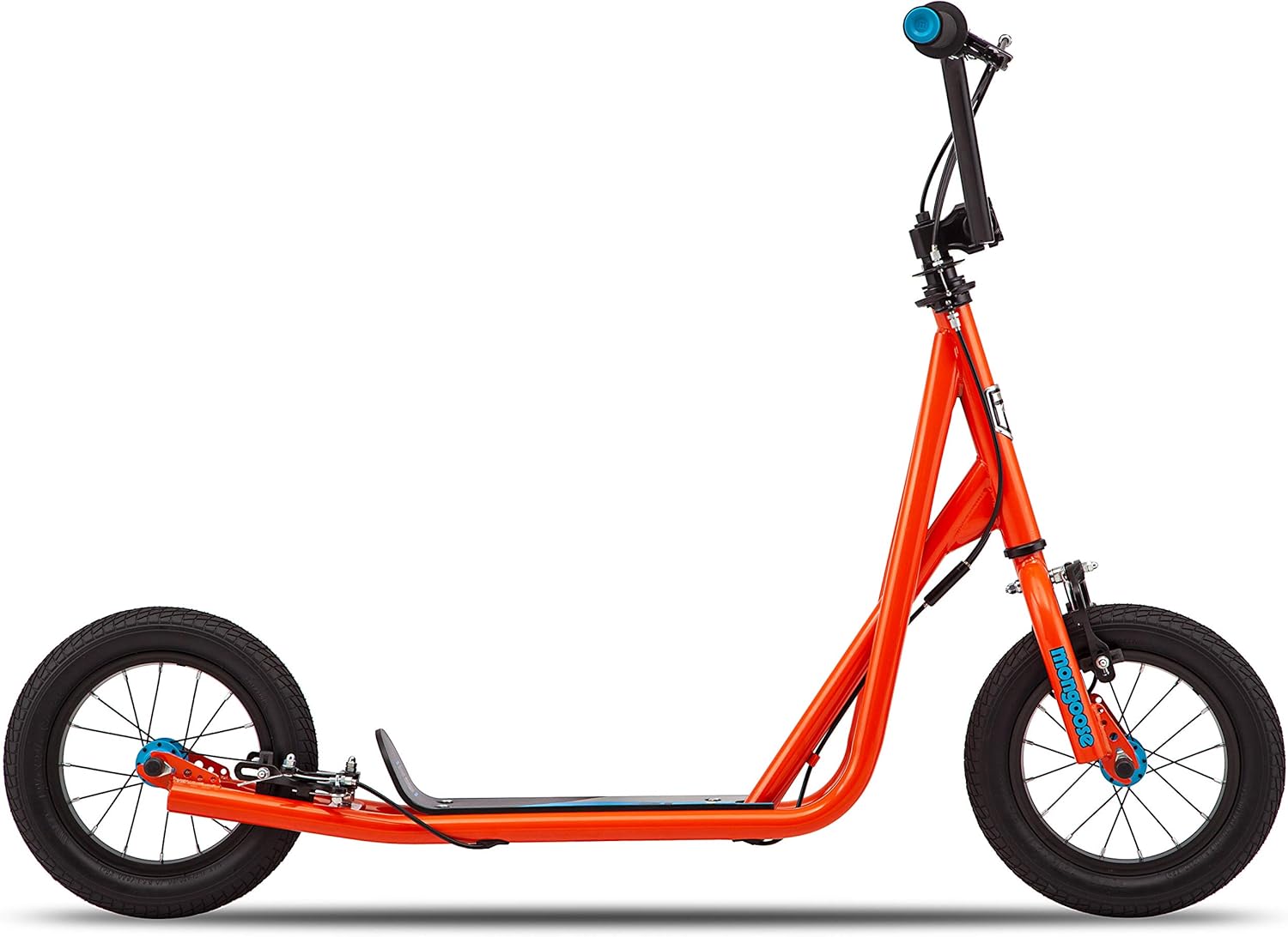 Mongoose Trace Air Non-Electric Scooter for Youth Boys Girls Age 8+ Year Old, Max Weight of 220 lbs., 12-Inch Air Tires, Non-Folding Design, Adjustable Height Stem, BMX-Style Handlebar, Wide Foot Deck